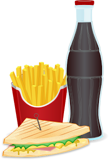 french fries with cold drinks and sandwich