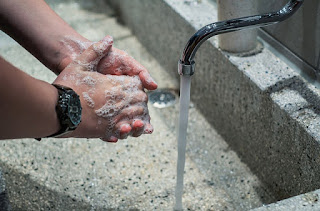 washing hand with soap