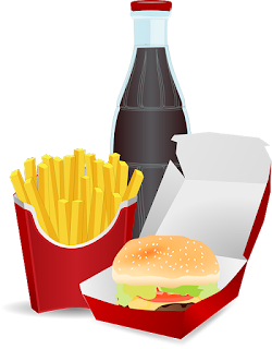 black cola with french fries and burger